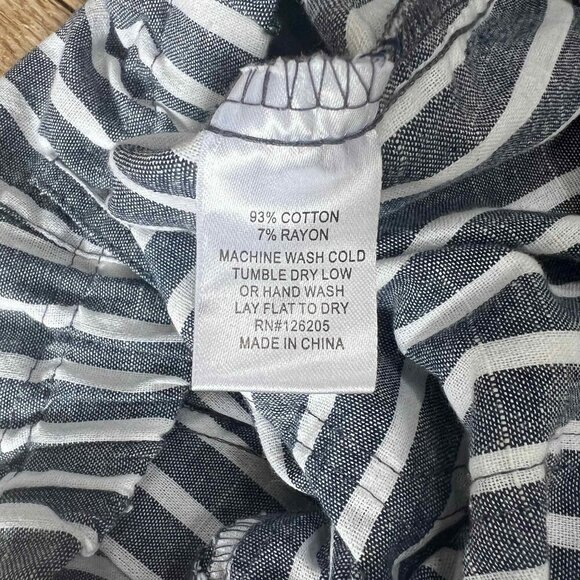 4our Dreamers Womens Blue/White Cotton Striped Beach Lounge Pants Size S EUC - Picture 9 of 12